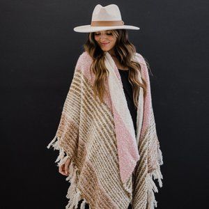 Striped Fringe Detail Handkerchief Hem Kimono